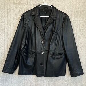 Genuine Lambs Skin Leather Buttery Soft Black Jacket Coat Sz XL Preston & York